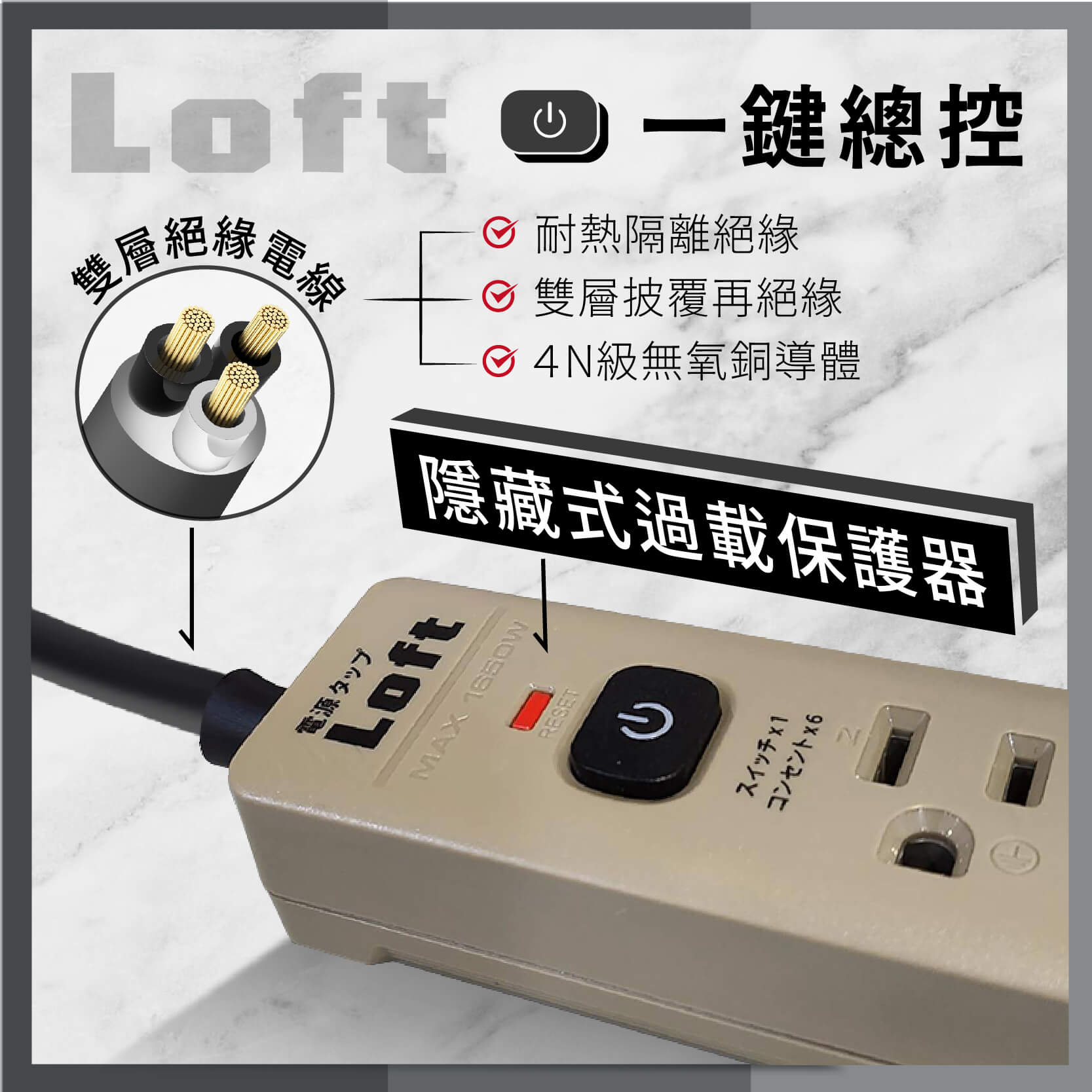 【聖岡 Loft居家工業風延長線6尺3P】最新按壓式開關 延長線 LOFT 工業風延長線 獨立開關 工業風【LD982】