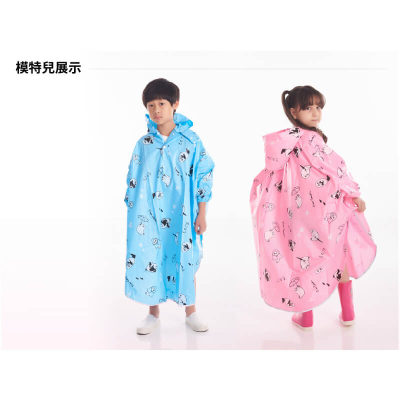 【Pierre Cardin 海豹糯糯兒童斗篷雨衣】雨披 日本原創插畫 斗篷 兒童雨衣 3M反光條