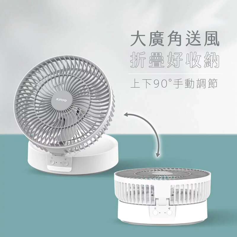 【KINYO 7吋摺疊桌掛三用扇】摺疊扇 桌扇 掛扇 USB扇 充電 LED氛圍燈 無線風扇 風扇 電風扇
