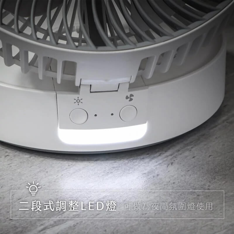 【KINYO 7吋摺疊桌掛三用扇】摺疊扇 桌扇 掛扇 USB扇 充電 LED氛圍燈 無線風扇 風扇 電風扇