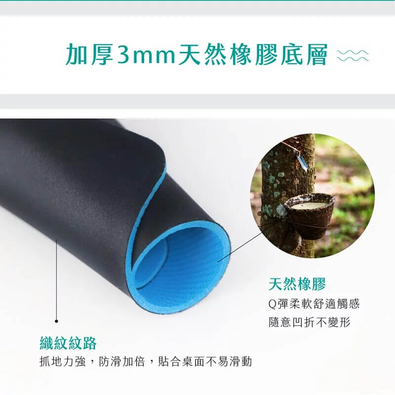 台灣製造【KINYO 高品質滑鼠墊】加厚3mm 防滑 防水 耐磨 霧面質感 Q彈天然橡膠底 底層不易剝落
