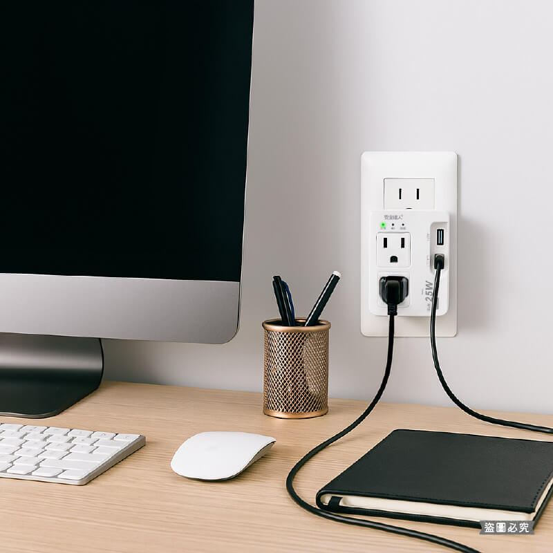 【BiBi AI過載警報分接器】100分貝過載蜂鳴 25W USB快充 壁插 分接器 充電器 氮化鎵快充