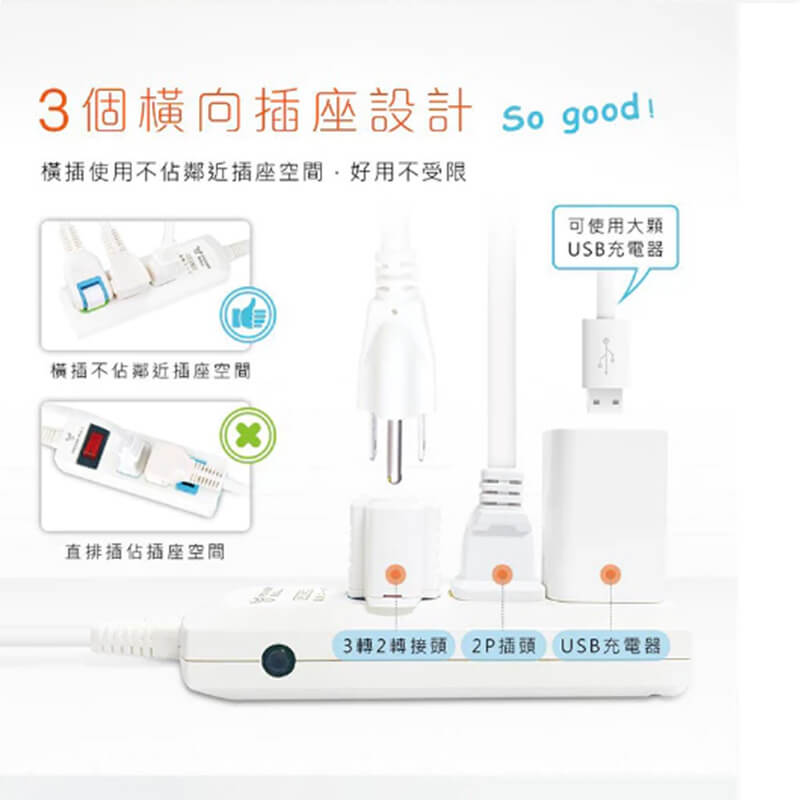 【聖岡日式快充延長線】USB延長線 快充線 分接器 延長線 2P 充電線