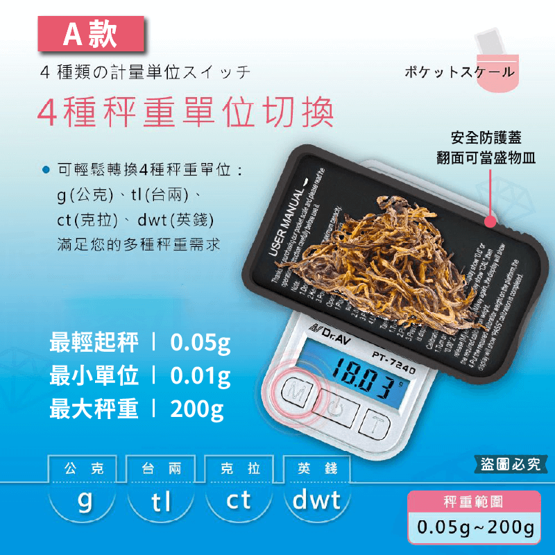 【聖岡超精準迷你電子秤】超精準 口袋型 微量 電子秤 迷你 藍光 五種單位 非供營交易用