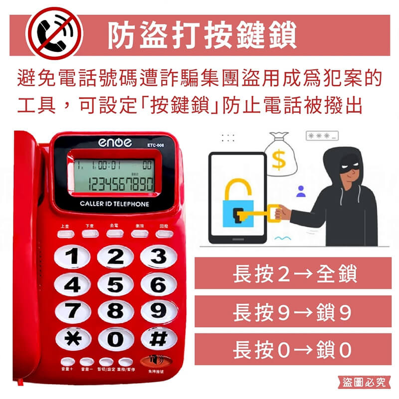 【超大數字有線電話】有線電話 市內電話 電話 家用電話 防盜打 勿擾設定 大數字鍵 桌上電話 辦公室電話
