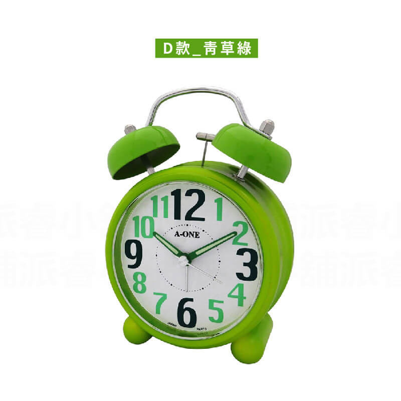 台灣製造【A-ONE大聲公雙鈴鬧鐘】雙鈴鬧鐘 小夜燈 4分鐘貪睡 夜光指針 夜光數字 打鈴鬧鐘 復古鬧鐘