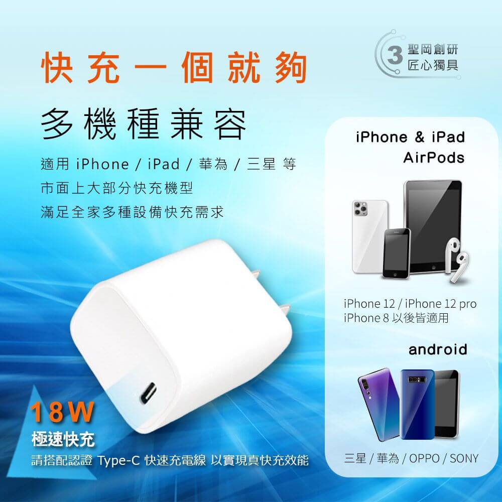 【聖岡科技 Type-C接口旅遊充電器】充電 充電器 充電頭 豆腐頭 快充 TypeC PD快充 QC快充【LD821】