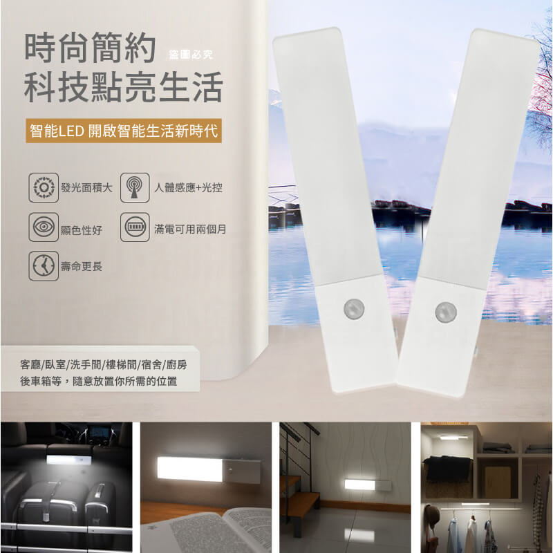 【LED智能自動感應燈】 智能自動 紅外線 照明 感應 充電式 白光 小夜燈 USB 感應燈