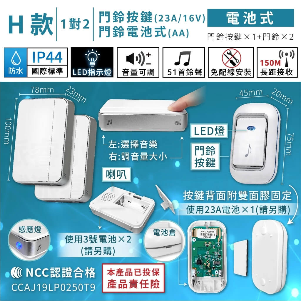 【無線數位門鈴】看護門鈴 居家照護 多種規格 插電式 電池式 門鈴 呼叫器 免安裝無需牽線 無線門鈴