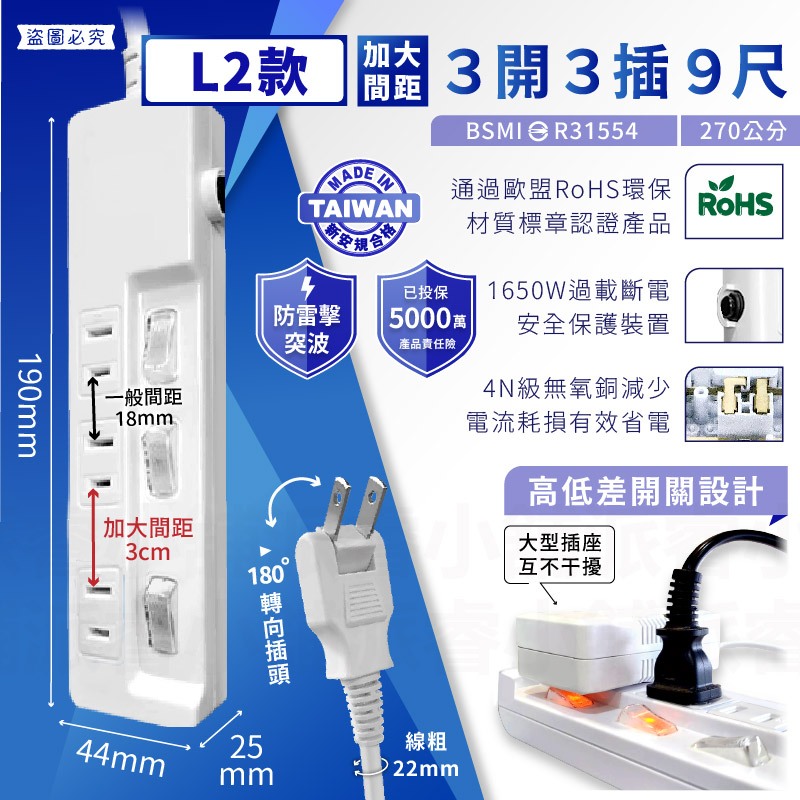 【過載自動斷電安全延長線】台灣製 保固 電腦延長線 歐盟認證 節能省電