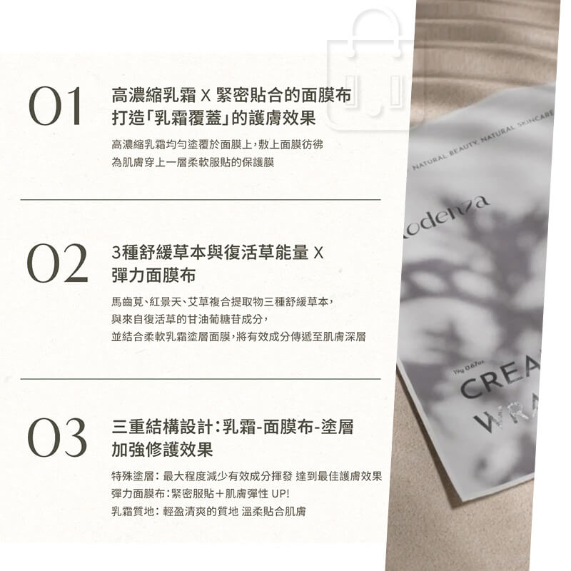 Kodenza韓國精選【BOO-YA 超水妍乳霜面膜19g x5片】正品出貨 滋潤肌膚 鎮定 舒緩